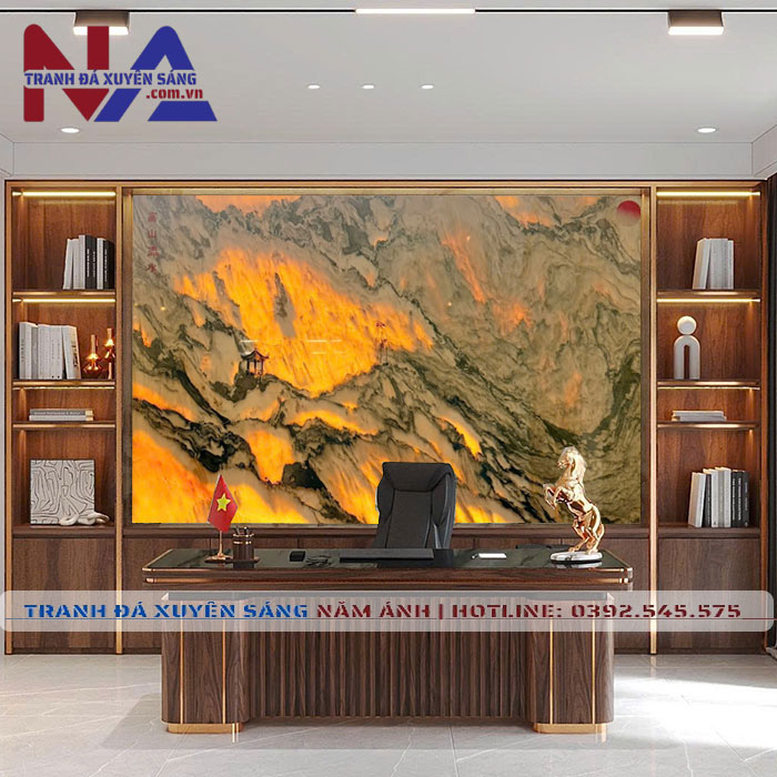 Tranh đá sơn thủy xuyên sáng ST-VT01 | Dáng ngang