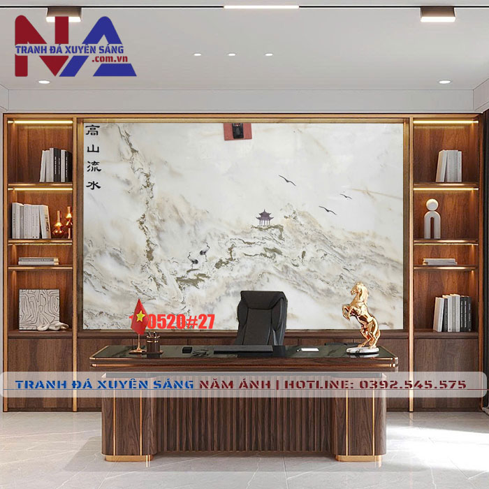 Tranh đá sơn thủy xuyên sáng ST-VT03 | dáng ngang