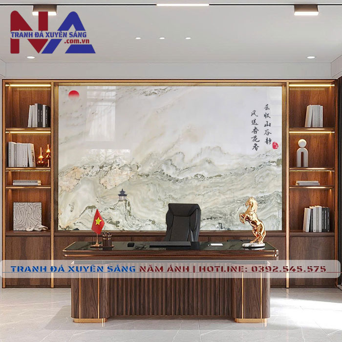 Tranh đá sơn thủy xuyên sáng ST-VT04 | dáng ngang