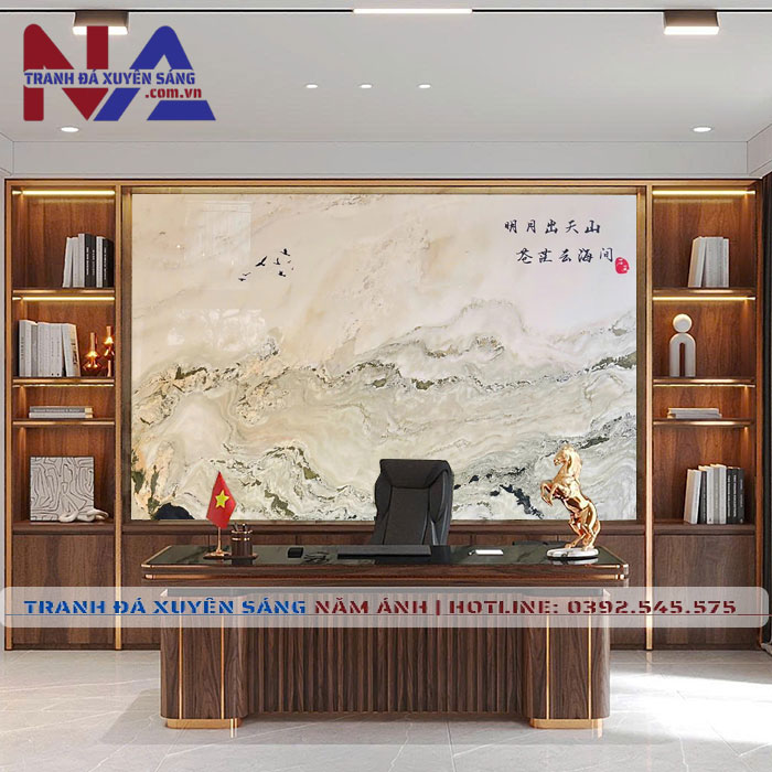 Tranh đá sơn thủy xuyên sáng ST-VT04 | dáng ngang