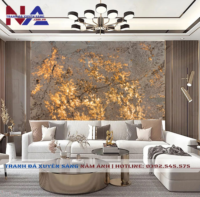 Tranh đá thạch anh xuyên sáng NA-TC19 | dáng ngang