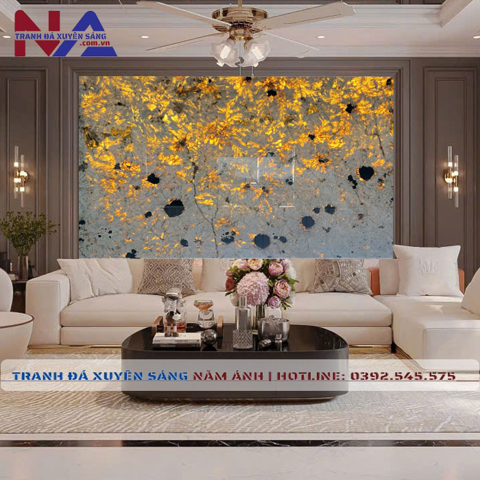 Tranh đá thạch anh xuyên sáng NA-TC06 | dáng ngang