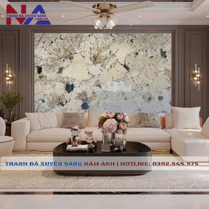 Tranh đá thạch anh xuyên sáng NA-TC05 | dáng ngang