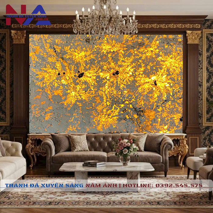 Tranh đá thạch anh xuyên sáng NA-TC08 | dáng ngang