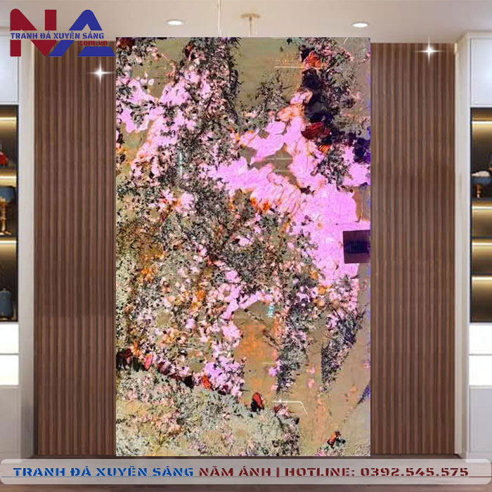 Tranh đá thạch anh xuyên sáng NA-VT04 | dáng ngang