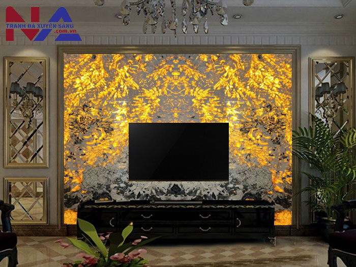 [99+ Mẫu] Tranh đá vách Tivi phòng khách xuyên sáng đẹp, đẳng cấp