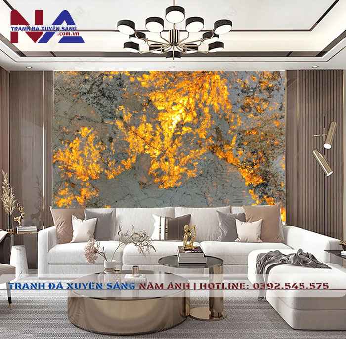 Tranh đá vách sofa xuyên sáng NA-TC27 | Dáng ngang