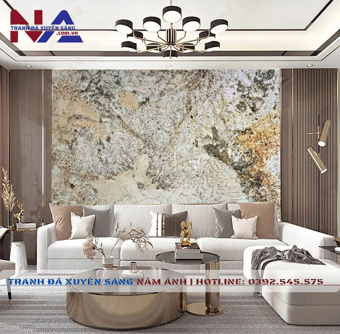Tranh đá vách sofa xuyên sáng NA-TC27 | Dáng ngang