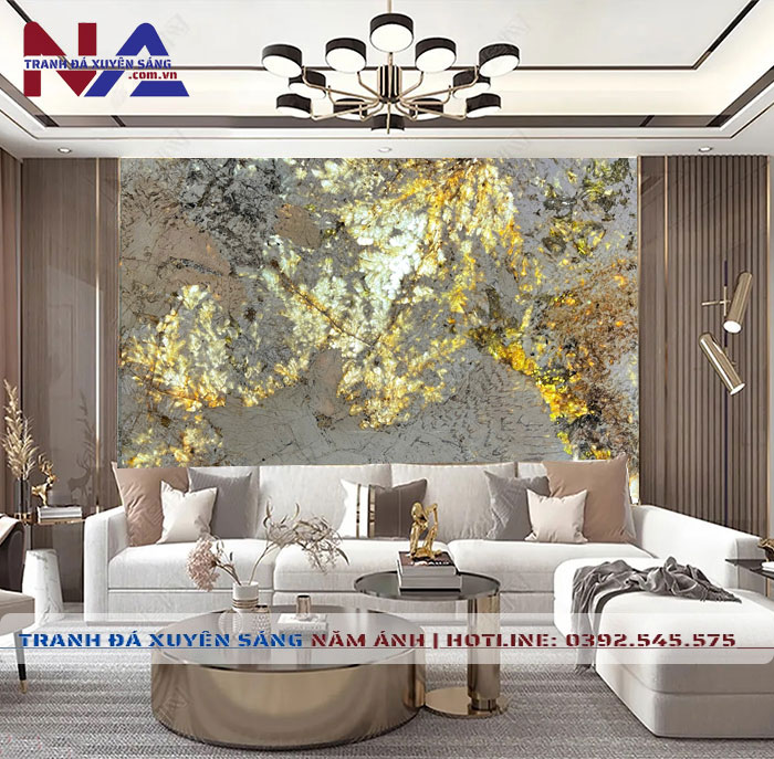 Tranh đá vách sofa xuyên sáng NA-TC27 | Dáng ngang