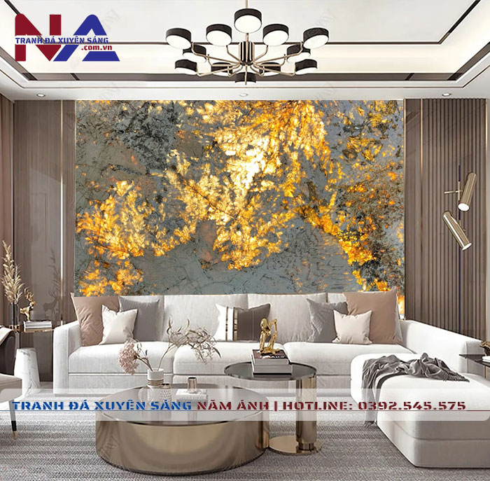Tranh đá vách sofa xuyên sáng NA-TC27 | Dáng ngang