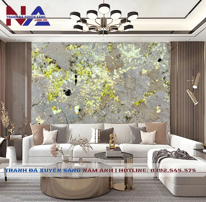 Tranh đá vách sofa xuyên sáng NA-TC28 | dáng ngang