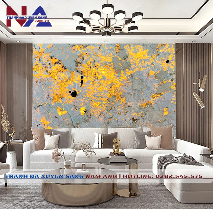 Tranh đá vách sofa xuyên sáng NA-TC28 | dáng ngang