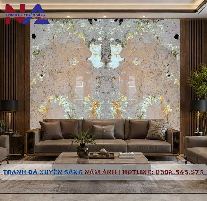 Tranh đá đối xứng vách sau Sofa DX-TC28